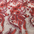 الأحمر اليدوى التطريز تصميم النسيج لفستان
